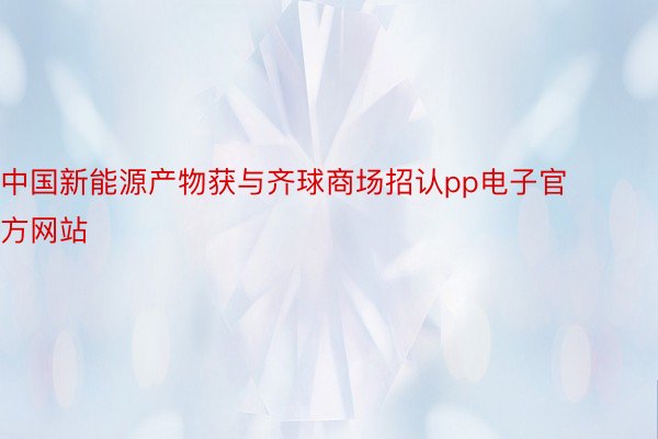 中国新能源产物获与齐球商场招认pp电子官方网站